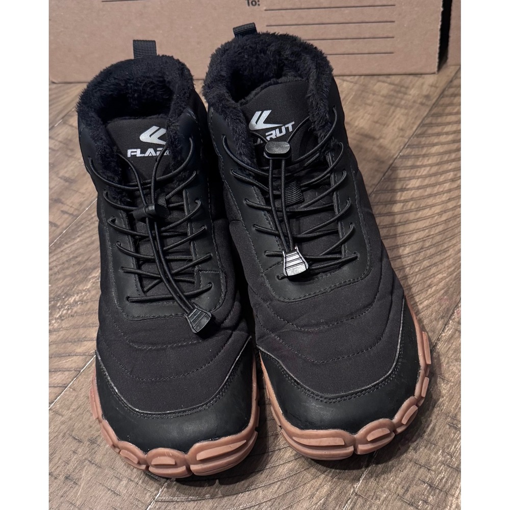 Unisex Flarut Winter Boots Black Faux Fur Lined Shoes Size 8